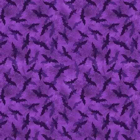 Purple Halloween Bats- Frightful by Wilmington Prints