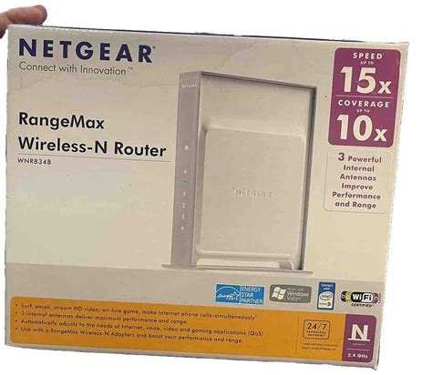 Used NETGEAR WNR834B 100NAS Rangemax Next Wireless N Router New In Box