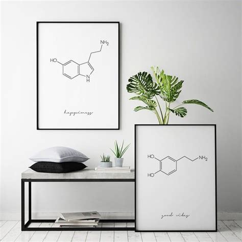 Molecola Di Serotonina Poster Minimalista Arte Della Parete Della