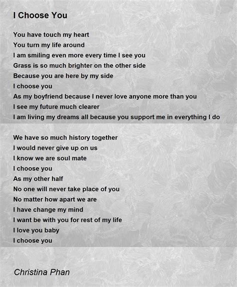 I Choose You I Choose You Poem By Christina Phan