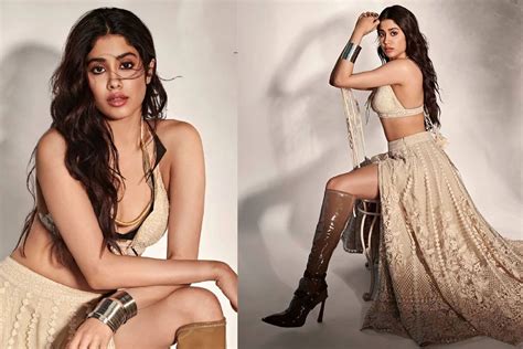 Janhvi Kapoor Aces A Bikini Blouse With Thigh High Slit Lehenga In New