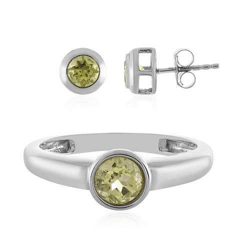 Ouro Verde Quartz Silver Ring Ds Juwelo