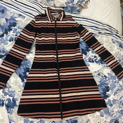 Nude Zip Up Mini Dress Depop