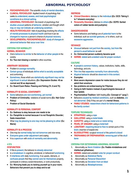 Abnormal Psychology Summary Essentials Of Abnormal Psychology