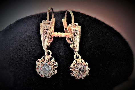 Proantic Paire De Boucle D Oreille Dormeuses Diamants Or Carats