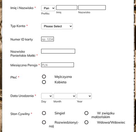 Formularz Otwarcia Konta Szablon Formularza Jotform