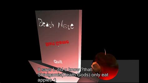 Crafting The Death Note Game Menu Adding A Light Hearted Twist Shinigamis Only Eat Apples