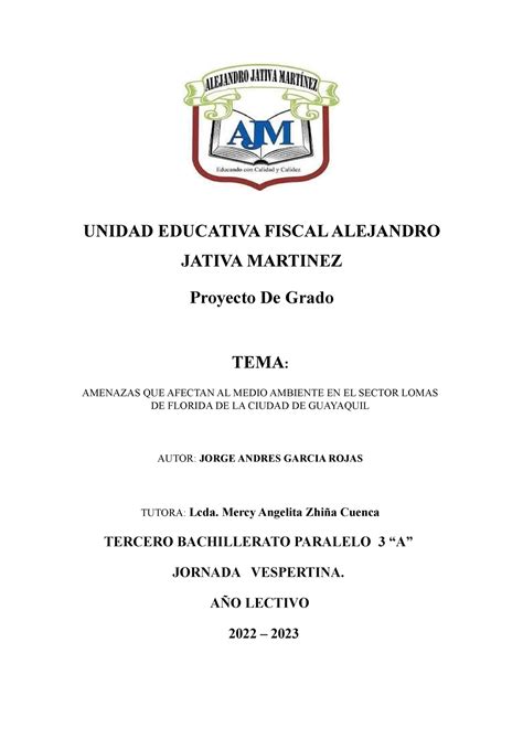 Garcia Proyecto 1 Pvp UNIDAD EDUCATIVA FISCAL ALEJANDRO JATIVA