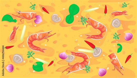 Vector Illustration Of Hot And Sour Thai Soup Background Tom Yum Kung Tom Yum Soup With