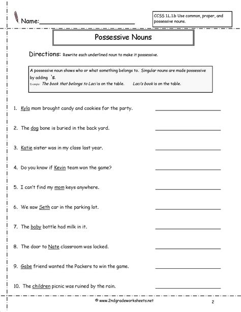 Rd Grade Possessive Pronouns Worksheet