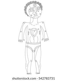 Vector Black White Illustration Nude Man Stock Vector Royalty Free 298168589 Shutterstock