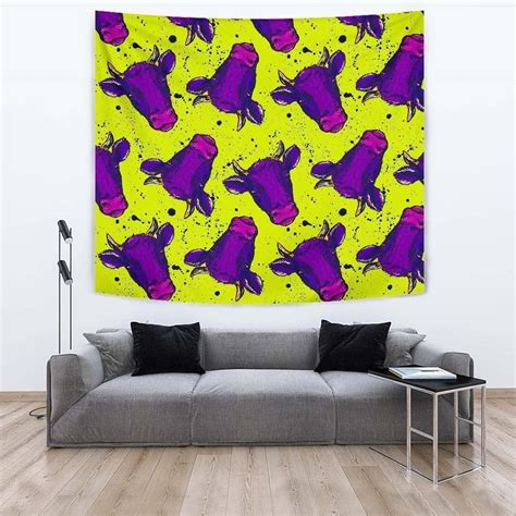 Lime Green And Purple Cow CL17100086MDT Tapestry Houston Wall