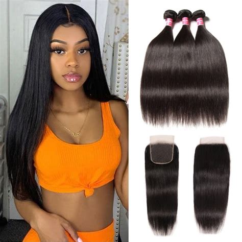 Kriyya Best Straight Malaysian Hair 3 Bundles And Closure 4x4 Inch