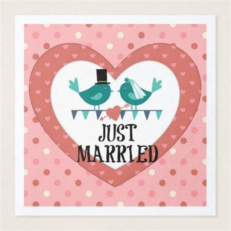 Just Married Love Birds Paper Dinner Napkin Paper Dinner Napkins