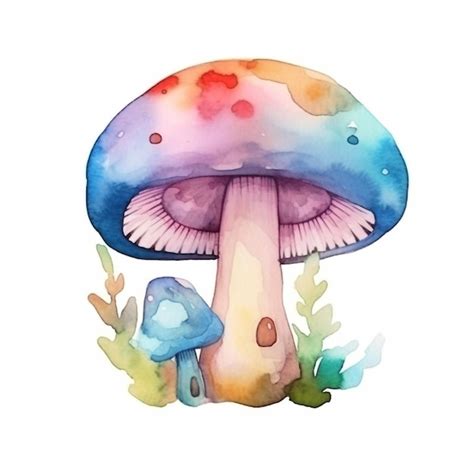 Uma ilustração em aquarela de um cogumelo Foto Premium