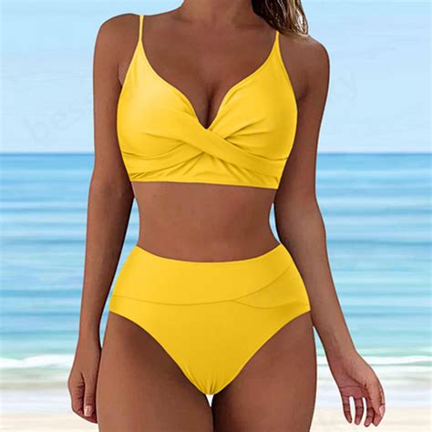 Amidoa Swimsuit For Women Cheeky Wrap High Cut Bikini Two Piece Sets