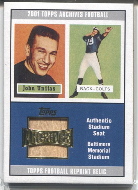 2001 Johnny Unitas Topps Archives Reprint Stadium Seat Relic 138 Balt