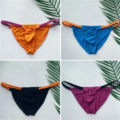 MENS LOW RISE Bikini G String Thong Two O Ring Holes T Back Briefs