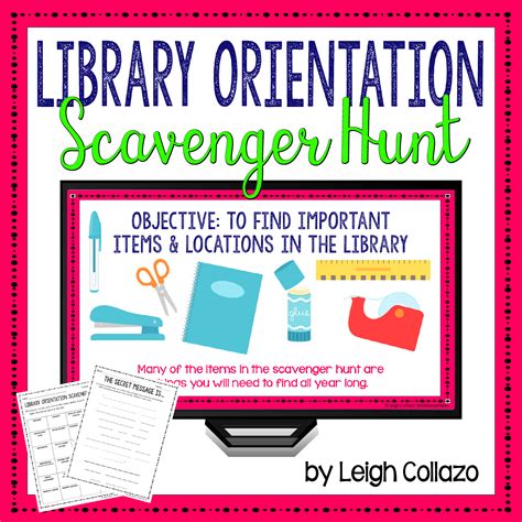 Library Orientation Scavenger Hunt 1 Back To School Library Lesson