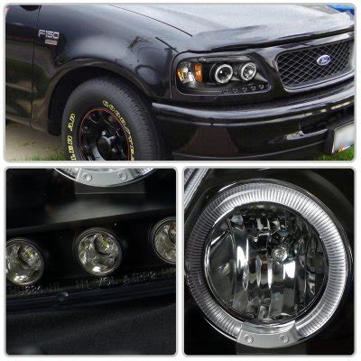 Ford Expedition 1997 2002 Black Halo Projector Headlights With LED