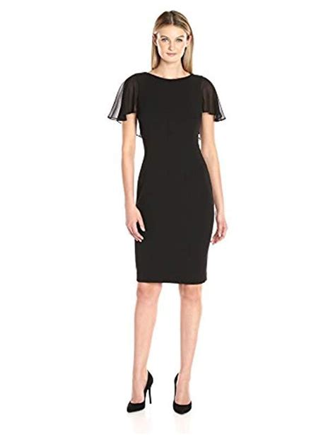 Lyst Calvin Klein Chiffon Flutter Sleeve Sheath Dress In Black