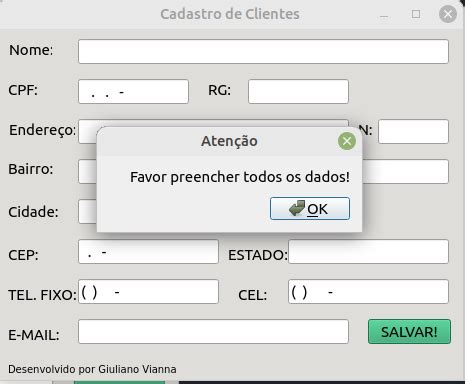 Github Giulianovianna Cadastro Clientes Aplica O Desenvolvida