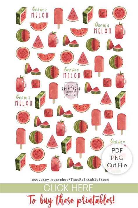 Printable Cute Food Stickers Summer Cliparts Watermelon Stickers