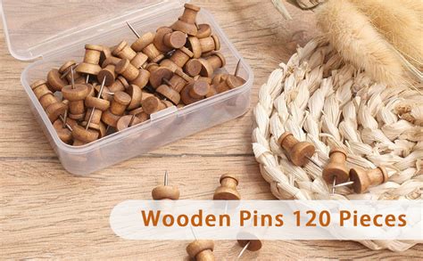 Amazon Pcs Wood Push Pins Walnut Standard Wooden Thumb