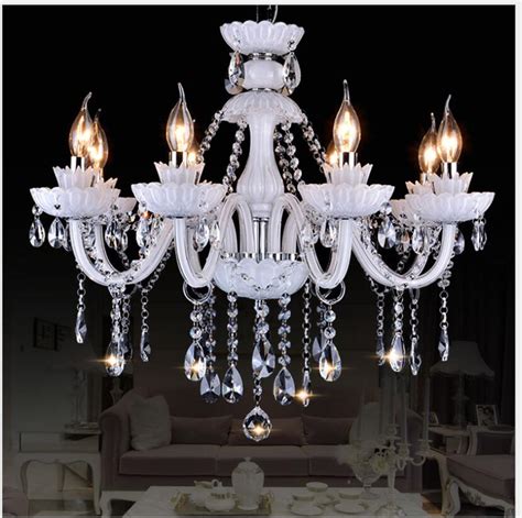 Candelabros de cristal blanco europeo lámparas LED nórdicas modernas