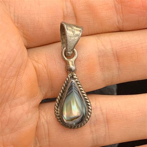 925 Abalone Pendant Sterling Abalone Shell Necklace Pendant Vintage