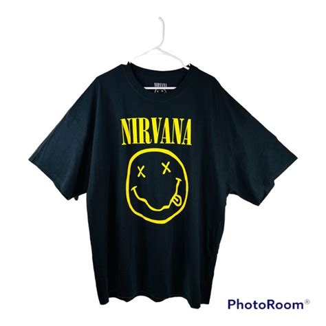 Nirvana Tops Nirvana Black Tshirt Smiley Face Nevermind Unisex 3x