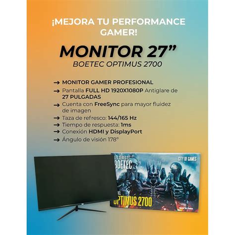 MONITOR GAMING 27 165 Hz 1MS OPTIMUS 2700 BOETEC GAR 12 MESES