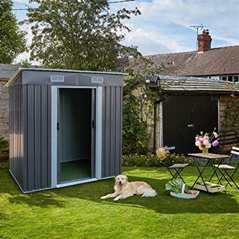 Arlopu 6 X 3 5 FT Outdoor Storage Shed Metal Sheds With Sliding Doors