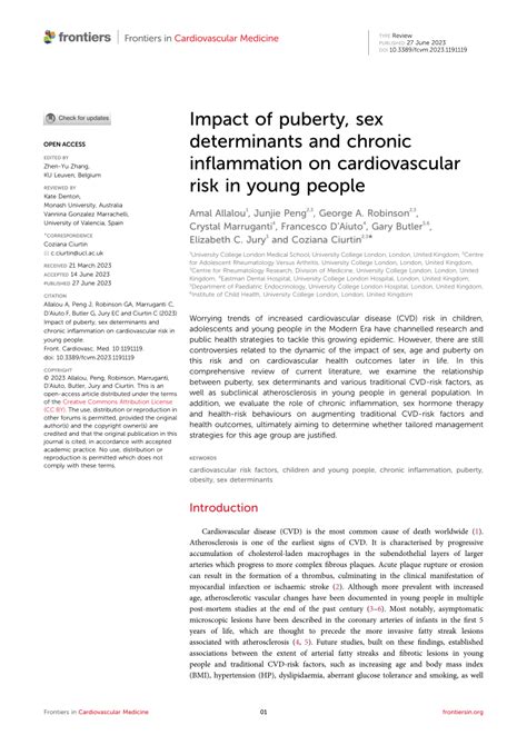 Pdf Impact Of Puberty Sex Determinants And Chronic Inflammation On