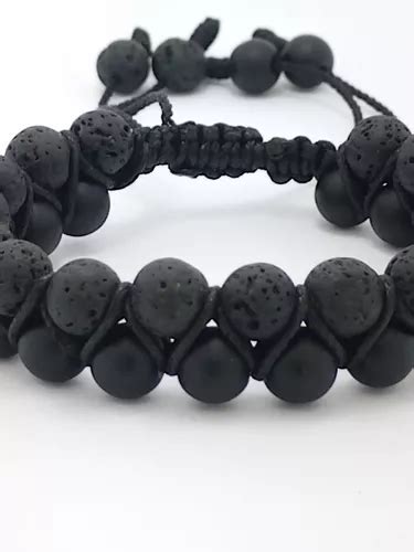 Pulsera Caballero Piedra Naturales Doble Trenzado Volcánica MercadoLibre