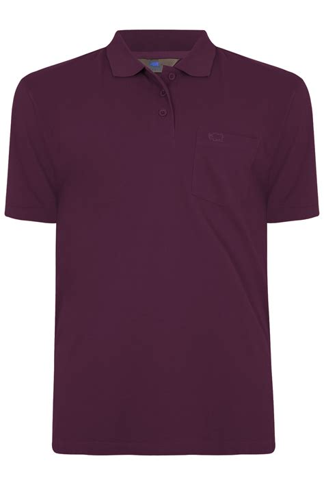 BadRhino Dark Purple Plain Polo Shirt With Pocket Extra Large Sizes L