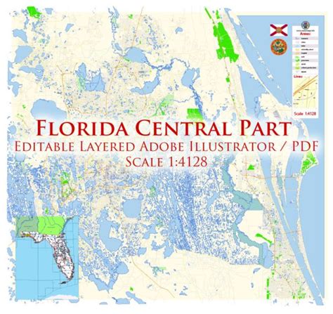 The Villages Florida Us Map Vector Exact City Plan High Detailed Street Map Editable Adobe