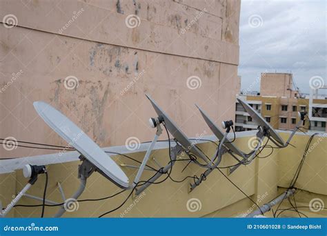 Dish Antennas Installed On Roof Top Stock Photo Image Of Broadcasting