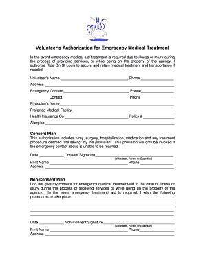 Fillable Online Rideonstl Volunteers Authorization For Emergency