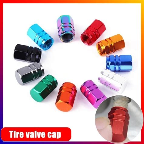 4pcs Aluminum Car Tire Valve Caps Hex Alloy Tyre Valve Stem Cover Air