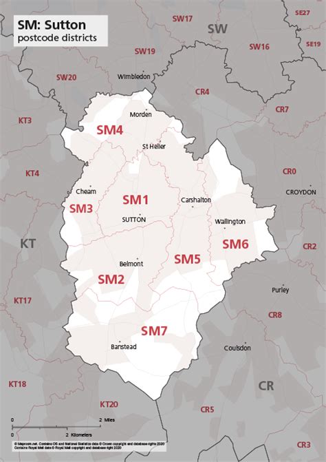 Map of SM postcode districts – Sutton – Maproom