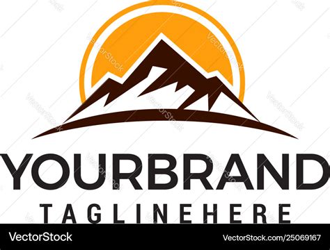 Mountain Sun Logo Design Concept Template Vector Image