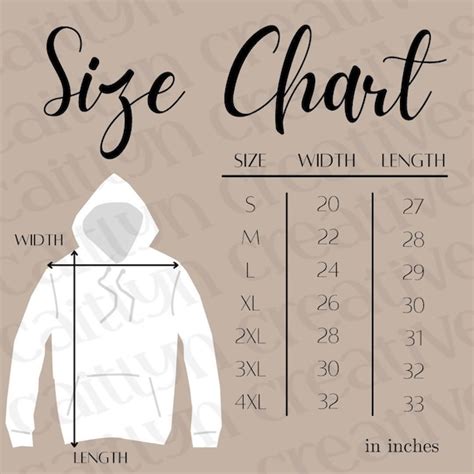 Size Chart Jerzees 996 Hoodie Sizing Guide Hoodie Jerzees Etsy