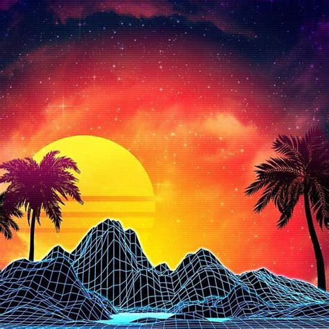 80er Retro ästhetischen Vaporwave Sonnenuntergang 80s Retro Aesthetic