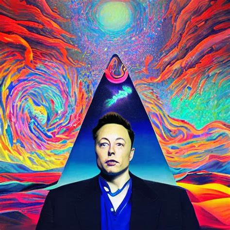 Surrealist Portrait Painting Of Elon Musk S Acid Trip Stable