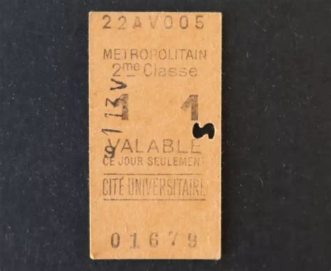 ANCIEN TICKET PARIS métro RATP Cité Universitaire Metropolitain 16 EUR