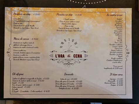 Menu At L Ora Di Cena Restaurant Rome