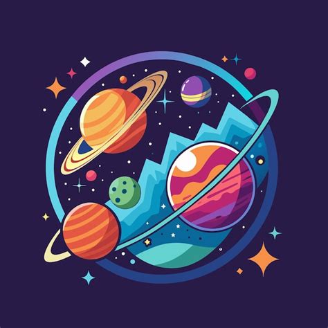 Planetas En El Espacio Exterior Ilustraci N Vectorial En Estilo De