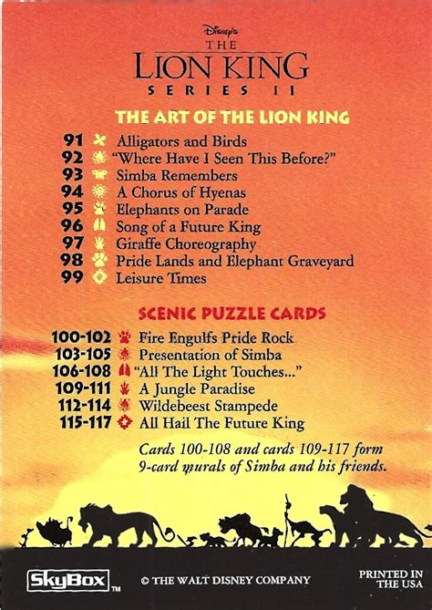 Lion King Series Ii Trading Card Comic Collectibles