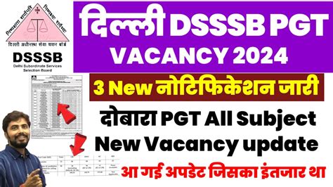 DSSSB PGT New Vacancy 2024 DSSSB PGT Vacancy Update DSSSB PGT TGT PRT